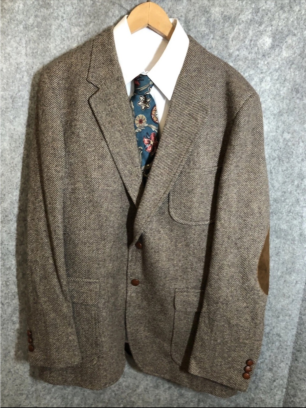 Lacoste Brown Herringbone Sport Coat with Elbow Patches